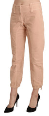 Ermanno Scervino Beige Mid Waist Cropped Cotton Trouser Pants - IT42|M - Trousers