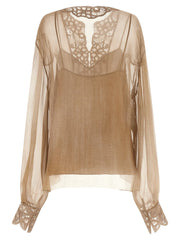 Ermanno Scervino Beige Silk Blouse