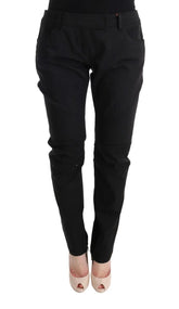 Ermanno Scervino Black Cotton Slim Fit Casual Pants - IT48|XXL - Trousers
