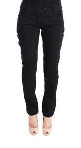 Ermanno Scervino Black Cotton Slim Fit Casual Pants - Jeans