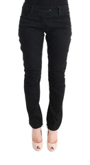 Ermanno Scervino Black Cotton Slim Fit Casual Pants - Jeans