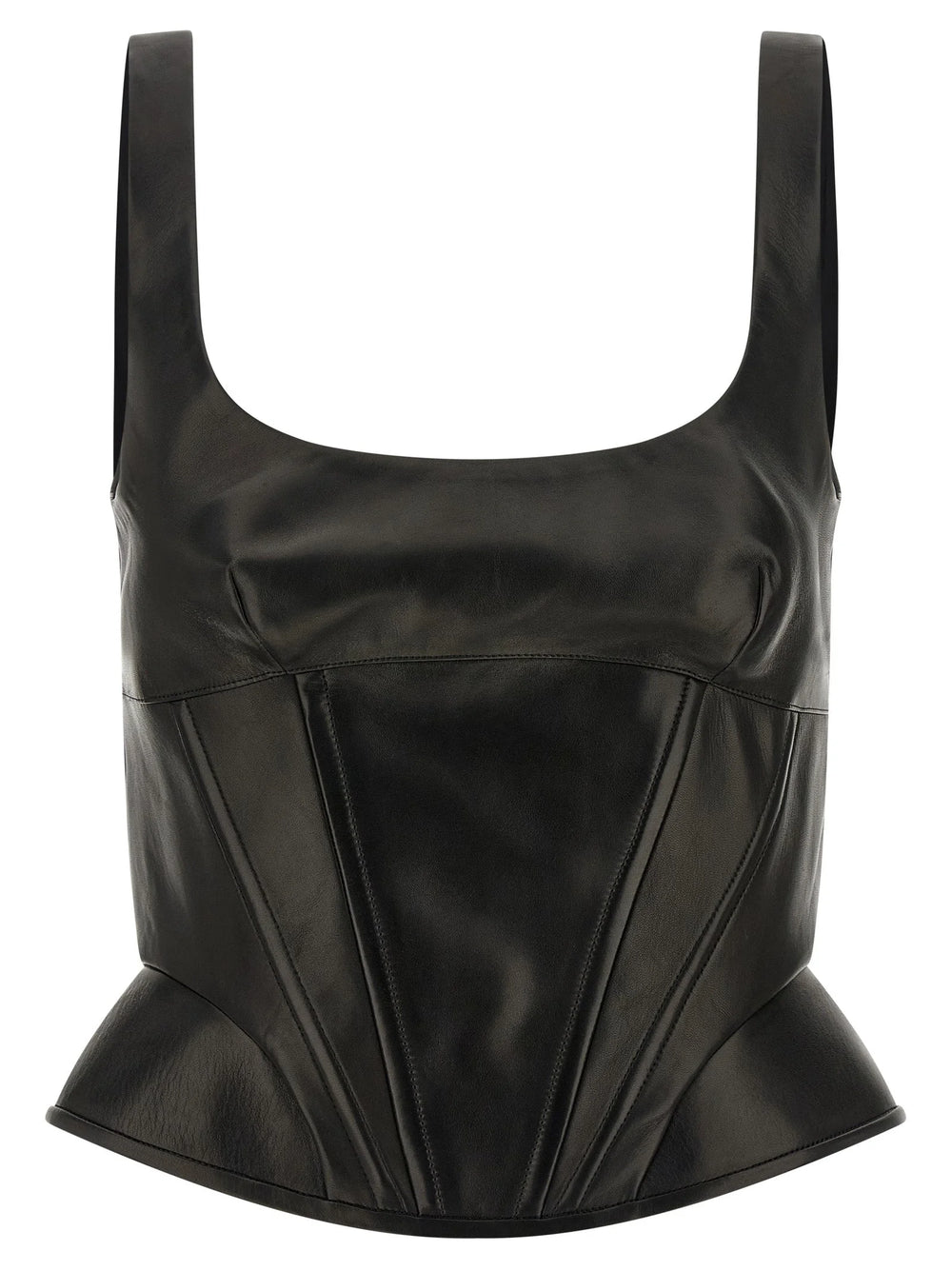 Ermanno Scervino Black Lamb Leather Tank Tops - IT44