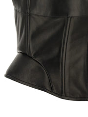 Ermanno Scervino Black Lamb Leather Tank Tops - IT44