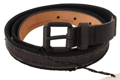 Ermanno Scervino Black Leather Logo Buckle Waist Women Belt - 95 cm / 38 Inches - Belts