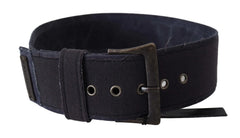 Ermanno Scervino Black Leather Wide Buckle Waist Luxury Belt - 70 cm / 28 Inches - Belts