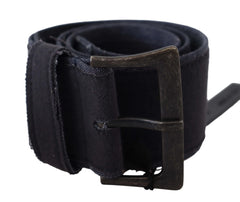 Ermanno Scervino Black Leather Wide Buckle Waist Luxury Belt - 70 cm / 28 Inches - Belts