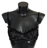 Ermanno Scervino Black Mesh Balconcino Bra Nylon Underwear - IT2 | S - Bras