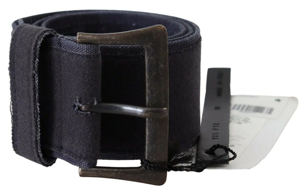 Ermanno Scervino Black Navy Blue Wide Square Rustic Buckle Belt - 70 cm / 28 Inches - Belts