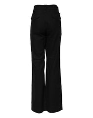 Ermanno Scervino Black Straight Fit High Waist Pants - IT40|S - Trousers