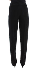 Ermanno Scervino Black Striped Cotton Blend Wide Legs Pants - IT40|S - Trousers