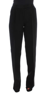 Ermanno Scervino Black Striped Cotton Blend Wide Legs Pants - IT40|S - Trousers