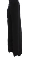 Ermanno Scervino Black Striped Cotton Blend Wide Legs Pants - IT40|S - Trousers