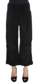 Ermanno Scervino Black Velvet Cotton Capri Bootcut Pants - IT40|S - Jeans
