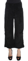 Ermanno Scervino Black Velvet Cotton Capri Bootcut Pants - IT40|S - Jeans