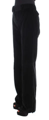 Ermanno Scervino Black Velvet Cotton Straight Legs Pants - IT42|M - Trousers