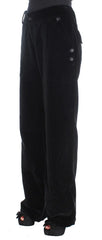 Ermanno Scervino Black Velvet Cotton Straight Legs Pants - IT46|XL - Trousers