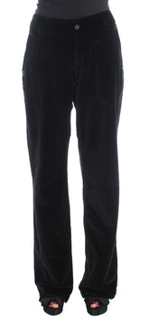 Ermanno Scervino Black Velvet Cotton Straight Legs Pants - IT46|XL - Trousers