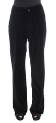 Ermanno Scervino Black Velvet Cotton Straight Legs Pants - IT46|XL - Trousers