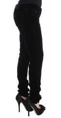 Ermanno Scervino Black Viscose Blend Velvet Slim Fit Pants - IT46|XL - Trousers