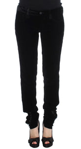 Ermanno Scervino Black Viscose Blend Velvet Slim Fit Pants - IT46|XL - Trousers