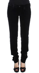 Ermanno Scervino Black Viscose Blend Velvet Slim Fit Pants - IT46|XL - Trousers