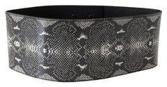 Ermanno Scervino Black Wide Leather Snakeskin Design Waist Belt - 65 cm / 26 Inches - Belts