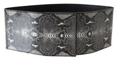 Ermanno Scervino Black Wide Leather Snakeskin Design Waist Belt - 65 cm / 26 Inches - Belts