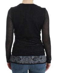 Ermanno Scervino Black Wool Blend Stretch Long Sleeve Sweater - Sweaters