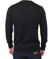 Ermanno Scervino Black Wool Blend V-neck Pullover Sweater - IT48 | M - Sweaters