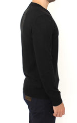 Ermanno Scervino Black Wool Blend V-neck Pullover Sweater - IT48 | M - Sweaters