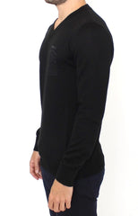 Ermanno Scervino Black Wool Blend V-neck Pullover Sweater - IT48 | M - Sweaters