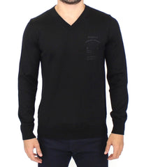 Ermanno Scervino Black Wool Blend V-neck Pullover Sweater - IT48 | M - Sweaters