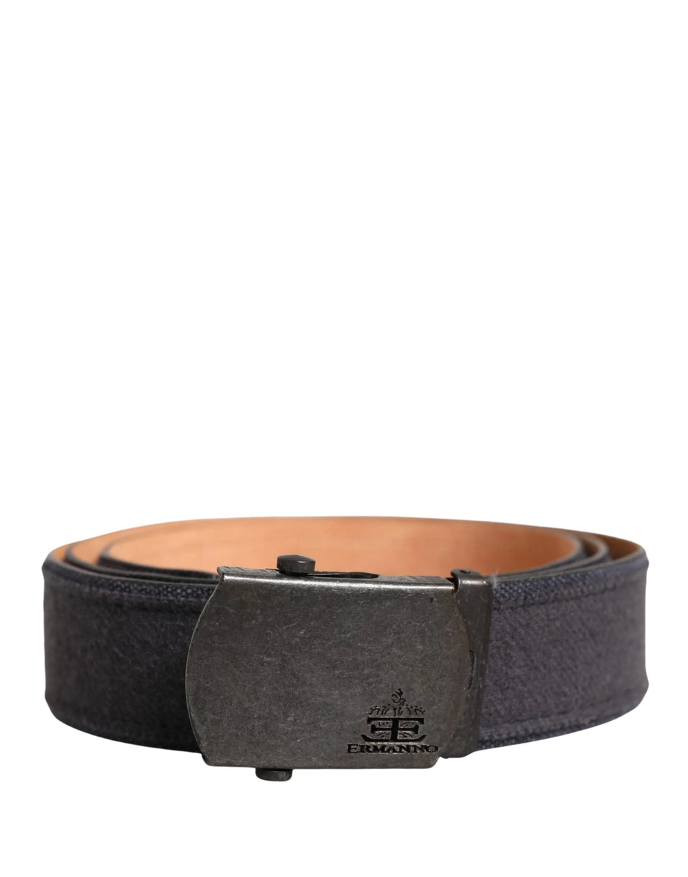 Ermanno Scervino Black Wool Cotton Logo Metal Buckle Belt - 95 cm / 38 Inches