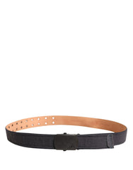 Ermanno Scervino Black Wool Cotton Logo Metal Buckle Belt - 95 cm / 38 Inches