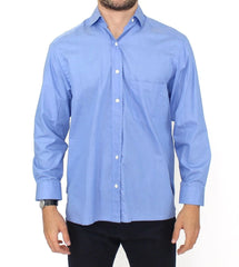 Ermanno Scervino Blue Cotton Dress Classic Fit Shirt - IT38 | S - Shirts