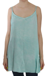 Ermanno Scervino Blue Sleeveless Spaghetti Dress Blouse - IT46|XL - Tank Tops