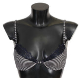 Ermanno Scervino Blue Stripes Lace Reggiseno Bra Underwear - IT2 | S - Bras