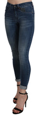 Ermanno Scervino Blue Washed High Waist Skinny Cropped Cotton Jeans - W28 - Jeans