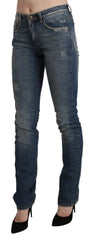 Ermanno Scervino Blue Washed Mid Waist Skinny Denim Jeans - W26 - Jeans