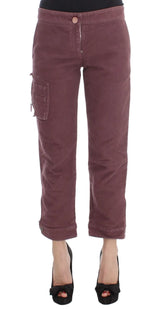 Ermanno Scervino Bordeaux Cotton Cropped Cargo Pants - IT38|XS - Cargo Pants