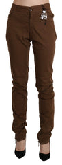 Ermanno Scervino Brown High Waist Skinny Trouser Cotton Pants - IT44|L - Trousers