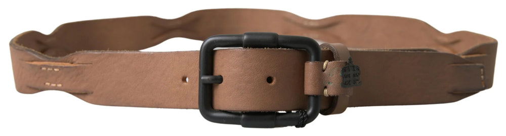 Ermanno Scervino Brown Leather Metal Buckle Waist Men Belt - 95 cm / 38 Inches - Belts