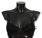 Ermanno Scervino Brown Sequined Balconcino Bra Underwear - IT2 | S - Bras