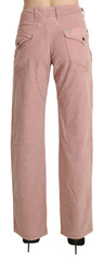 Ermanno Scervino Cotton Pink High Waist Straight Trouser Pants