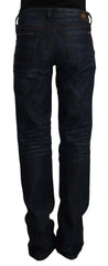 Ermanno Scervino Dark Blue Mid Waist Cotton Denim Straight Jeans - W26 | IT40 - Jeans