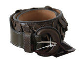 Ermanno Scervino Dark Brown Leather Round Buckle Waist Belt - 90 cm / 36 Inches - Belts