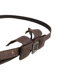Ermanno Scervino Dark Brown Wool Bow Embellished Buckle Belt - IT42|M