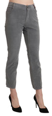 Ermanno Scervino Gray Cropped Cotton Stretch Trouser Pants - IT46|XL - Trousers