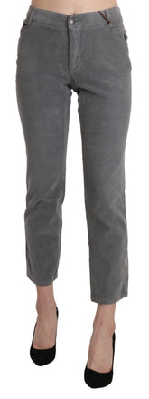 Ermanno Scervino Gray Cropped Cotton Stretch Trouser Pants - IT46|XL - Trousers