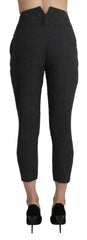 Ermanno Scervino Gray High Waist Capri Cropped Cotton Pants - IT38|XS - Trousers
